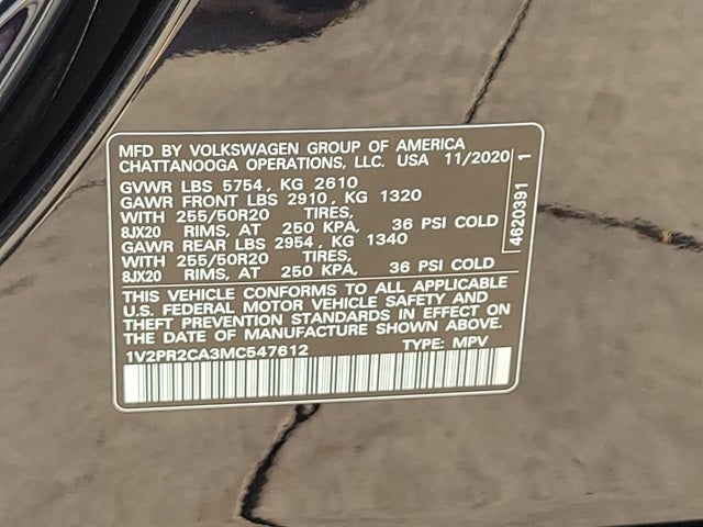 2021 Volkswagen Atlas 3.6L V6 SE w/Technology R-Line