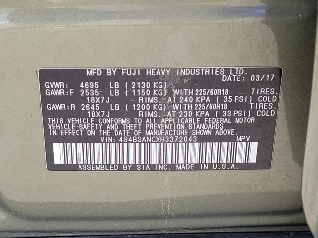 2017 Subaru Outback 2.5i Limited